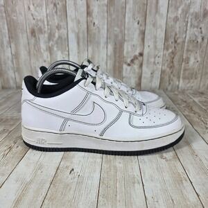 Nike Air Force 1 Low‎ Top Sneakers Contrast Stitch White Black 7Y womens 8.5